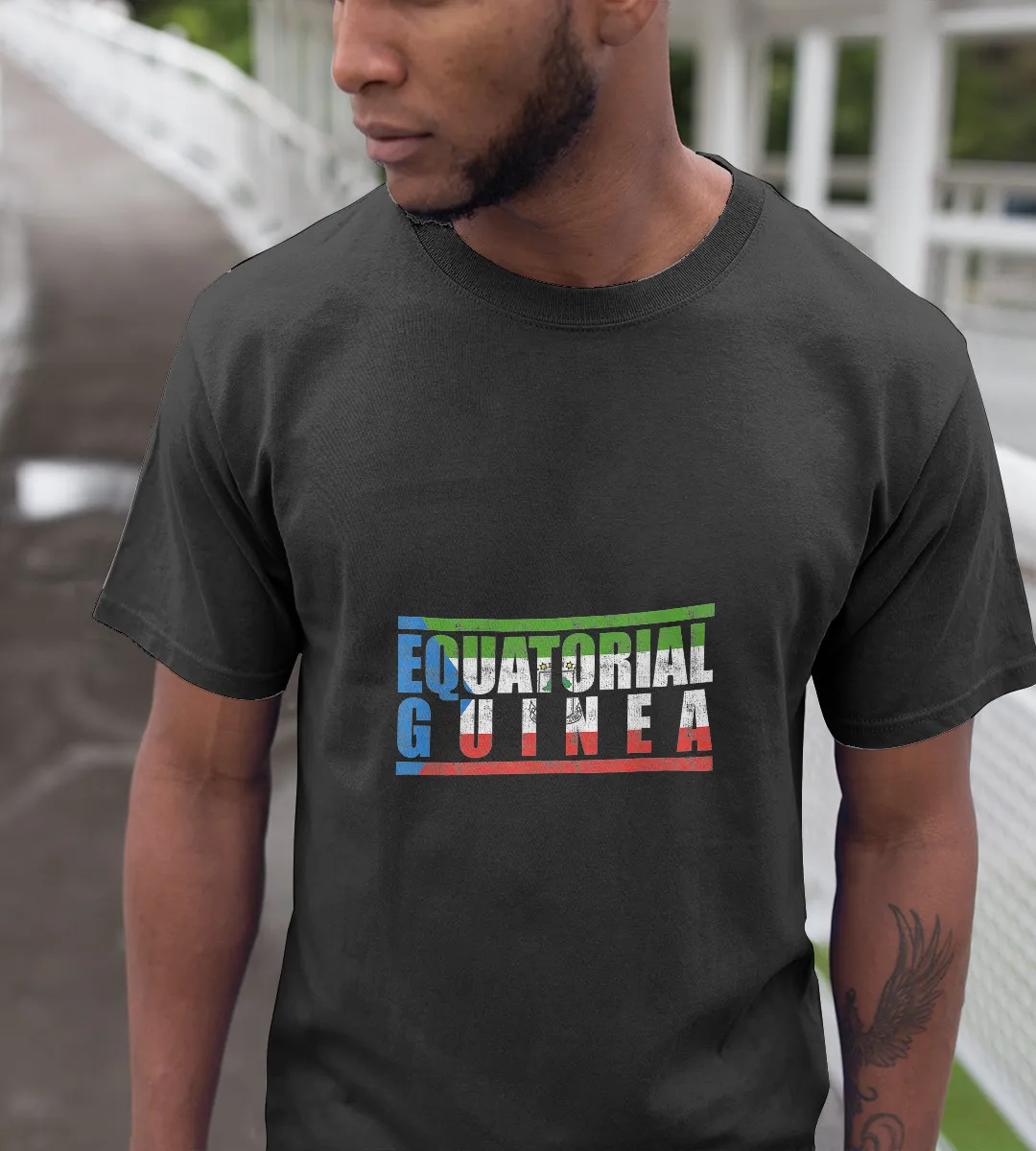 1sttheworld T-Shirt - Equatorial Guinea Text T-Shirt Black A35