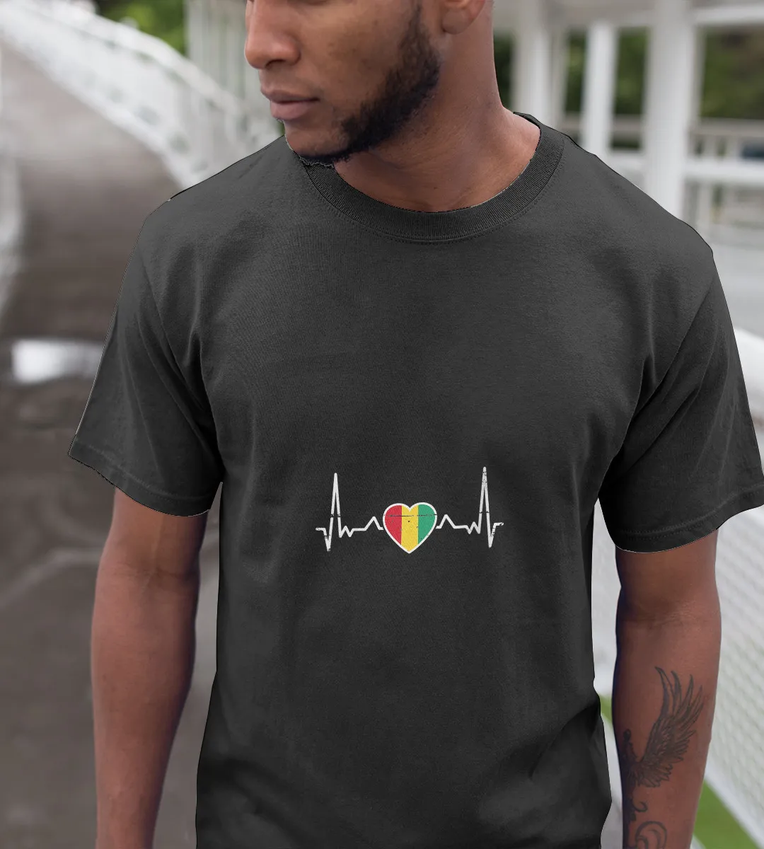 1sttheworld T-Shirt - Guinea Heartbeat Flag T-Shirt Black A35