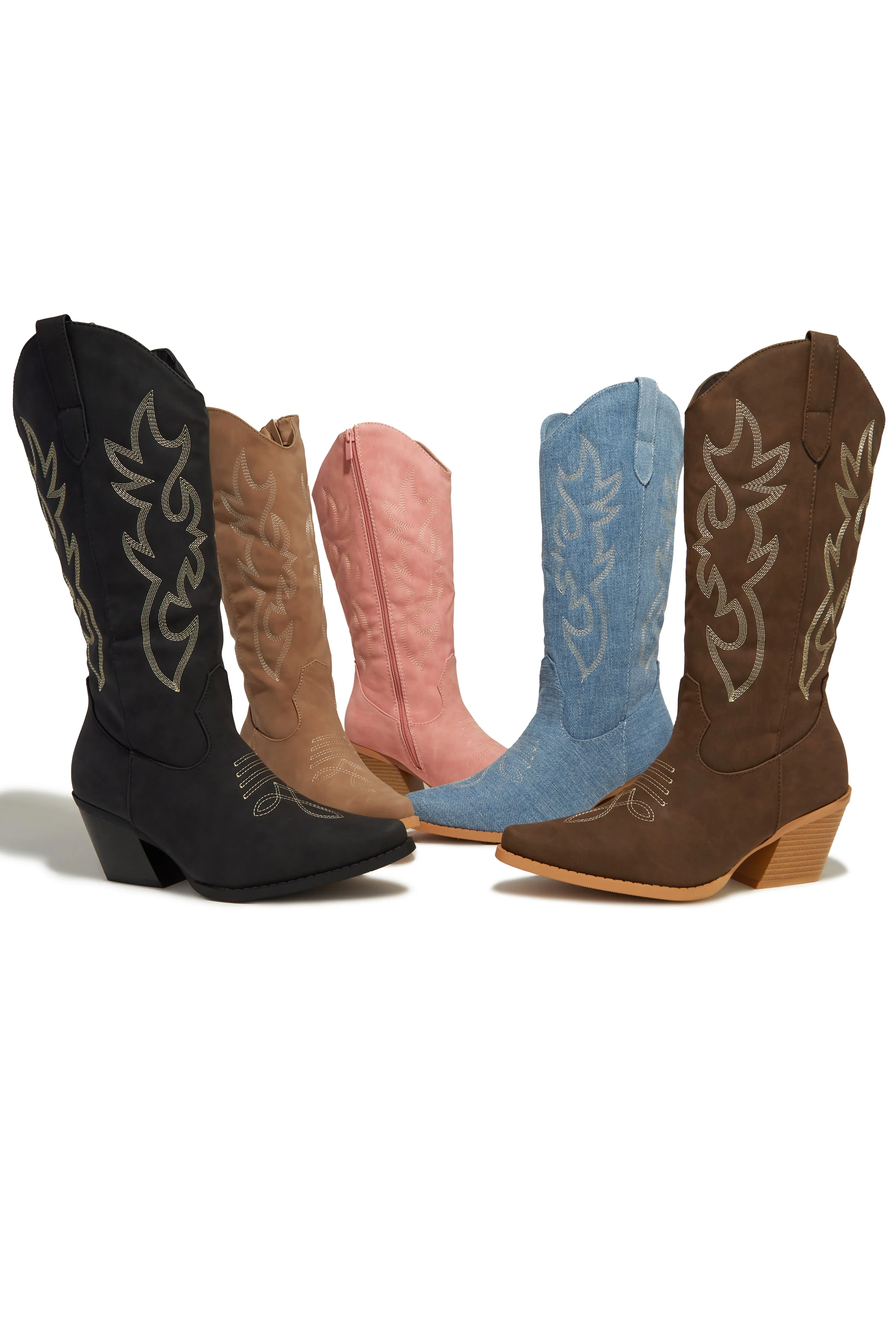 Abby Cowgirl Boots - Pink