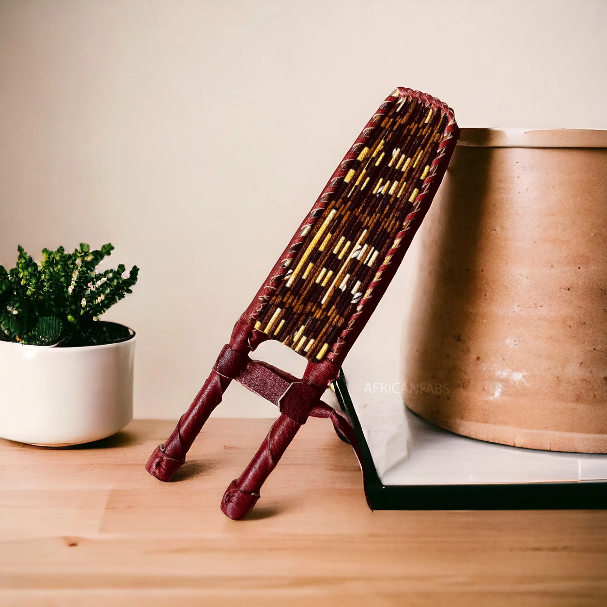 African Hand fan - Ankara print Hand fan - Osei - Yellow kente