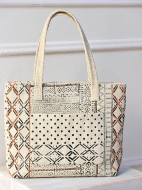 ASTER - HAND BLOCK COTTON PRINTED TOTE BAG