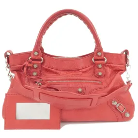 BALENCIAGA Giant First Leather 2Way Bag Hand Bag Red 285433