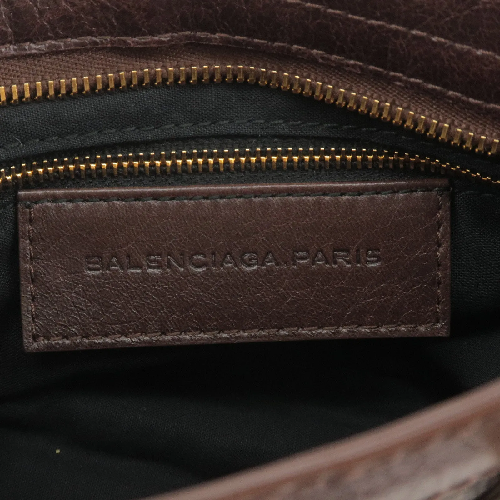 BALENCIAGA Giant Mini City Leather 2Way Hand Bag Brown 309544