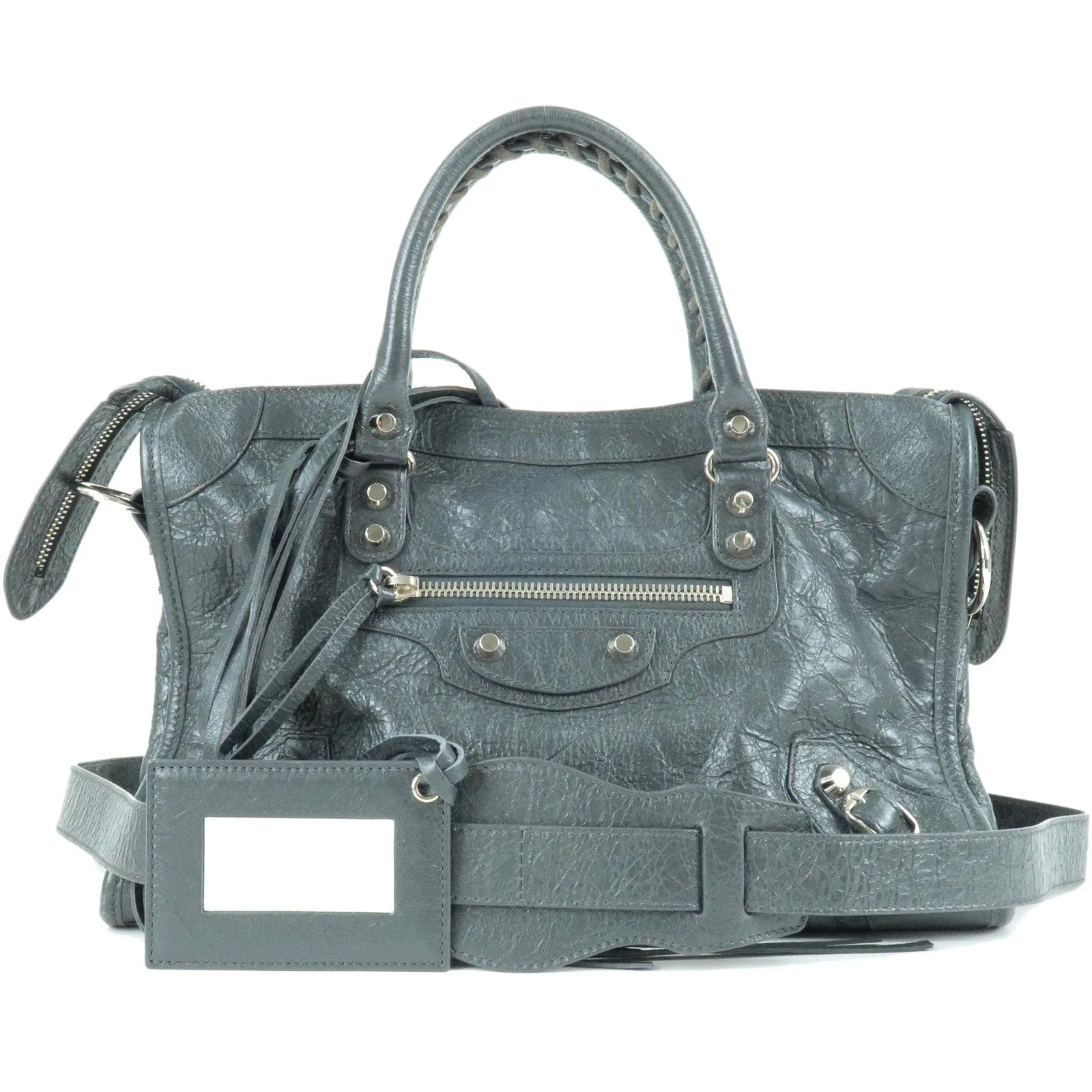 BALENCIAGA Leather Classic City 2Way Bag Hand Bag Gray 431621