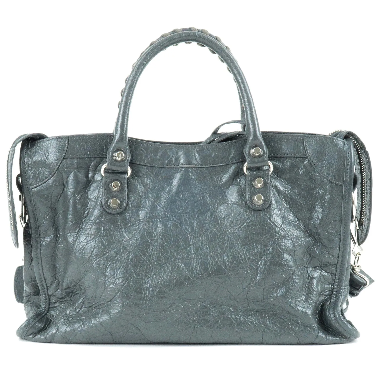 BALENCIAGA Leather Classic City 2Way Bag Hand Bag Gray 431621