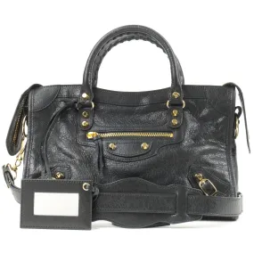 BALENCIAGA Leather Classic City 2Way Hand Bag Black 431621