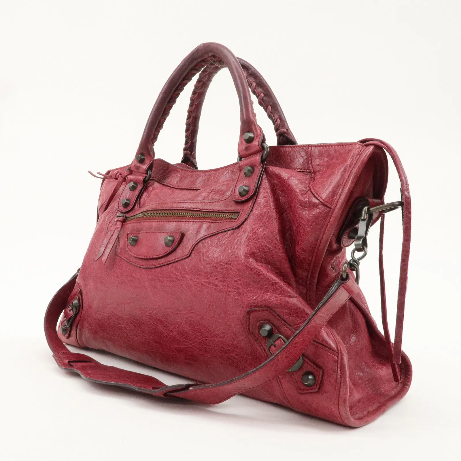 BALENCIAGA The City Leather 2Way Hand Bag Red 115748