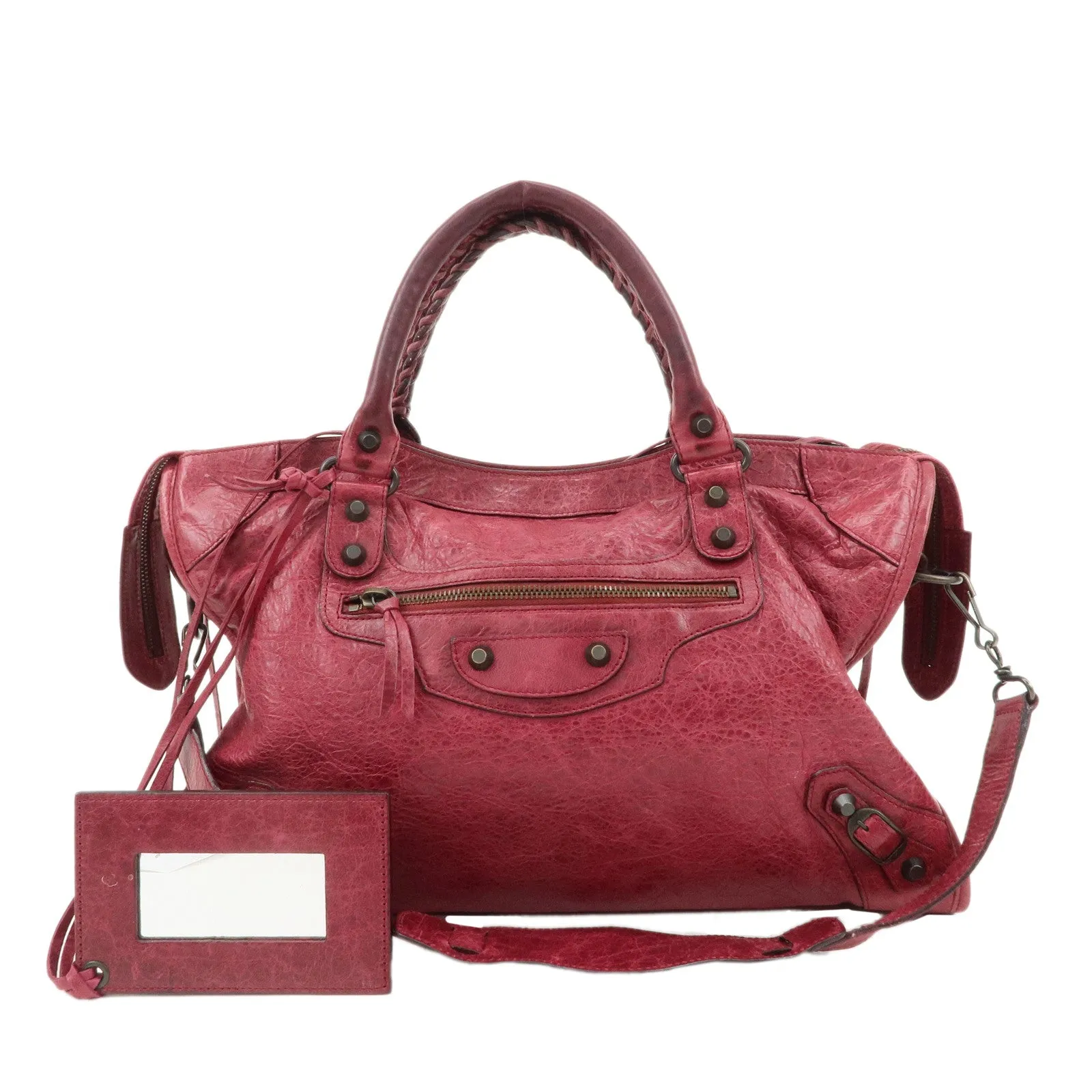 BALENCIAGA The City Leather 2Way Hand Bag Red 115748