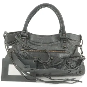 BALENCIAGA The First Leather 2Way Bag Hand Bag Gray 103208