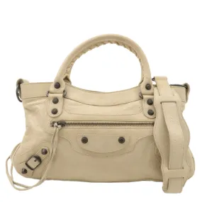 BALENCIAGA The First Leather 2Way Bag Hand Bag Ivory 103208