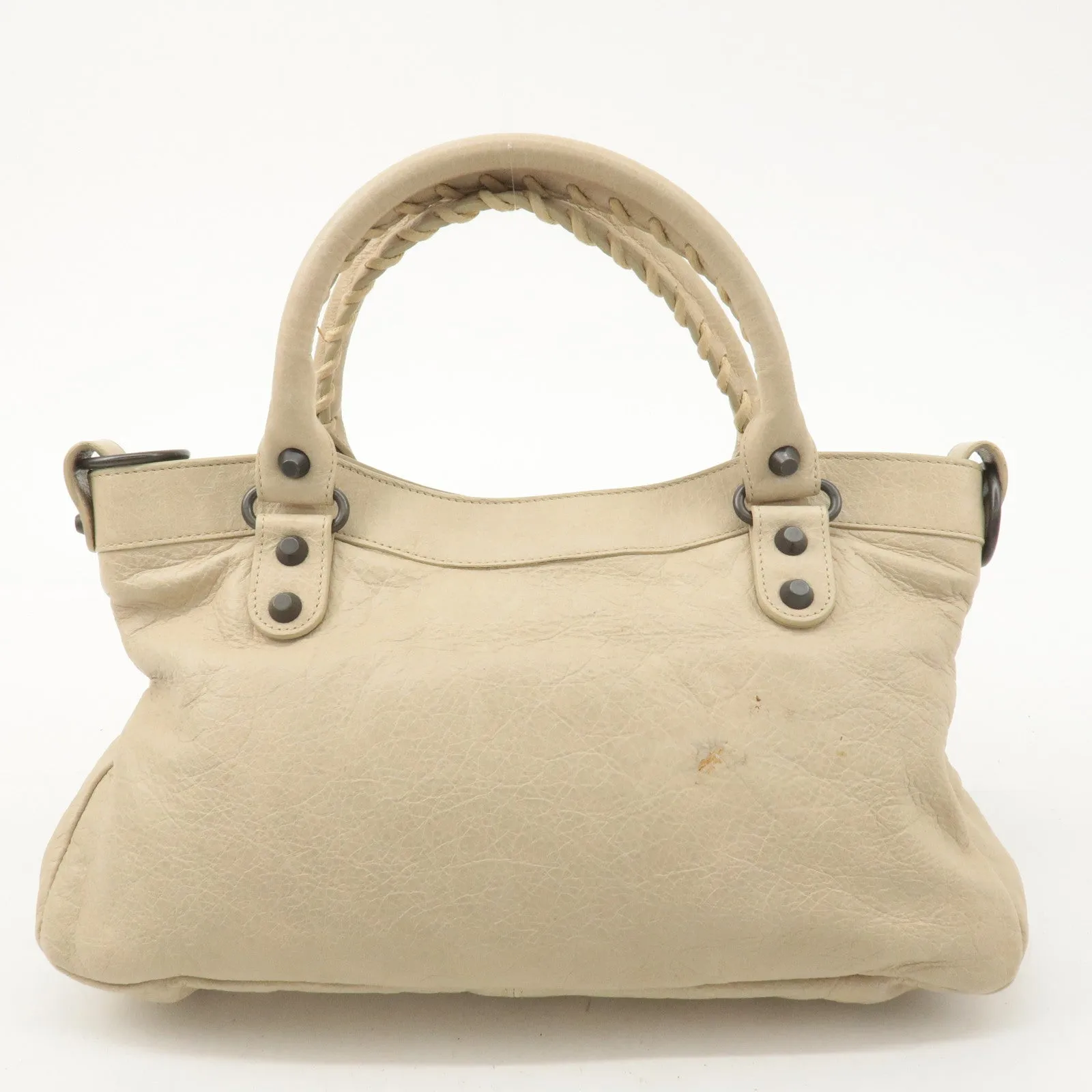 BALENCIAGA The First Leather 2Way Bag Hand Bag Ivory 103208