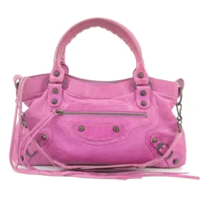 BALENCIAGA The First Leather 2Way Bag Hand Bag Pink 103208