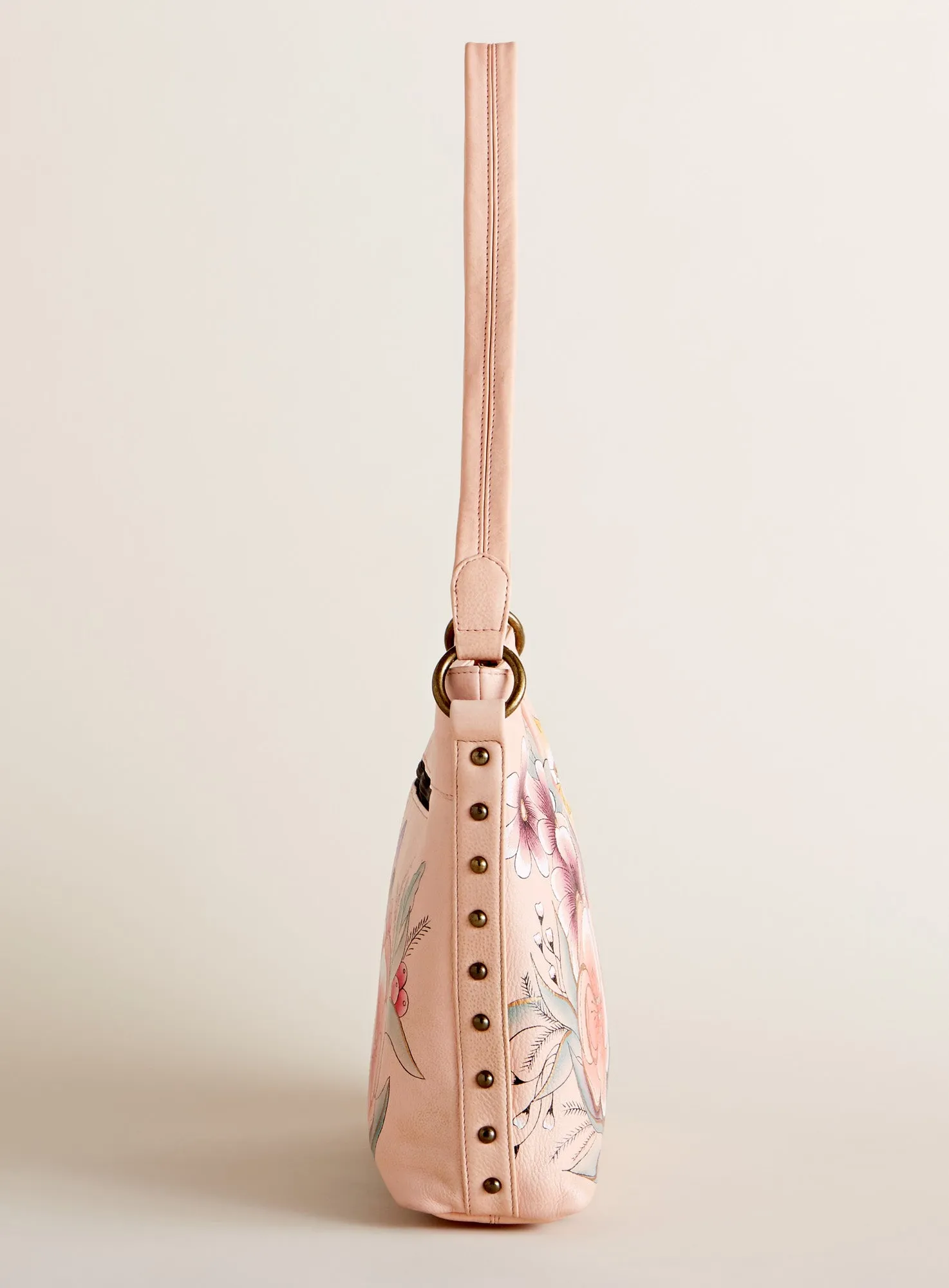 Birds in Blush Hand-painted Hobo Bag