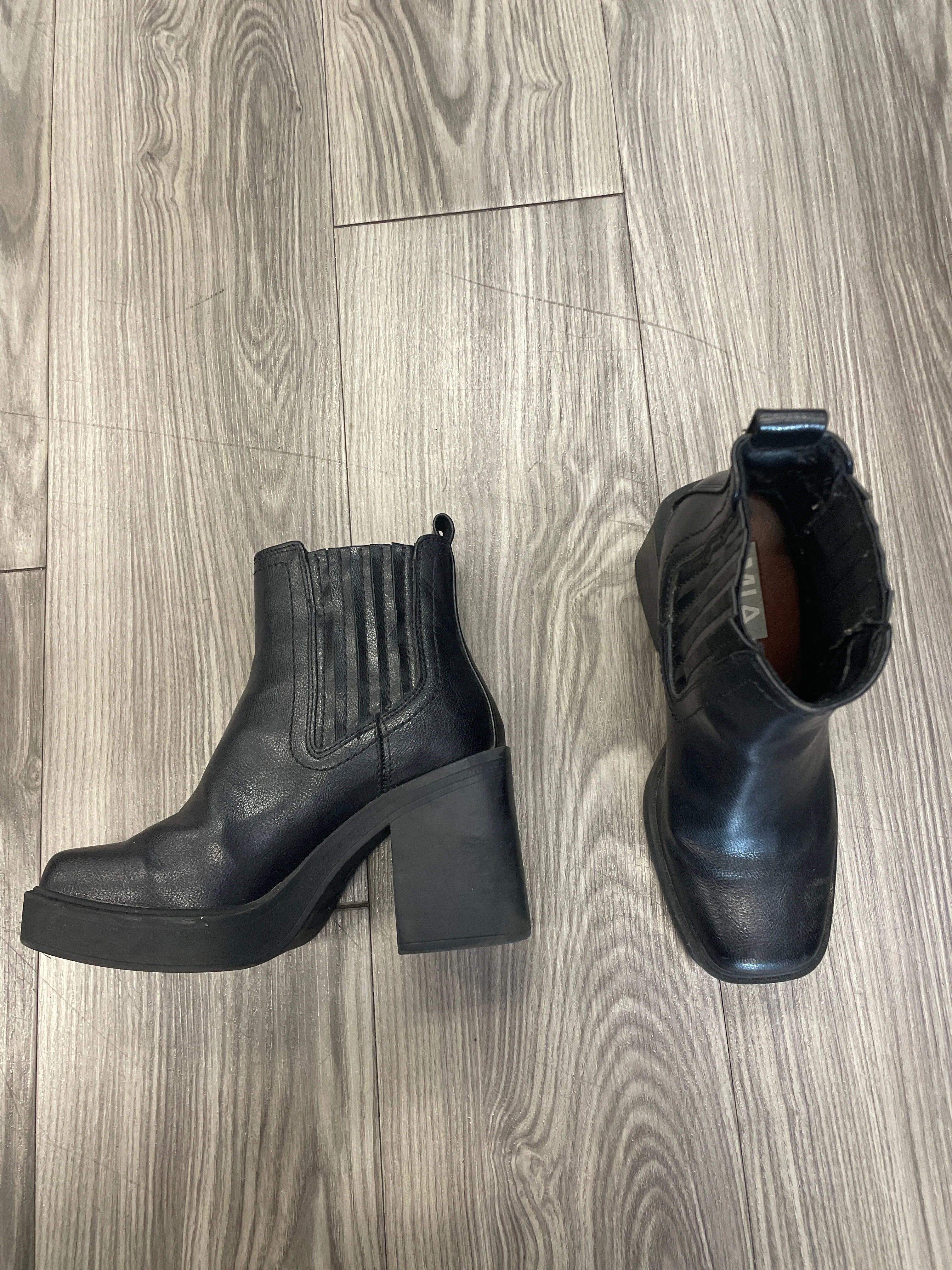 Black Boots Ankle Heels Mia, Size 6