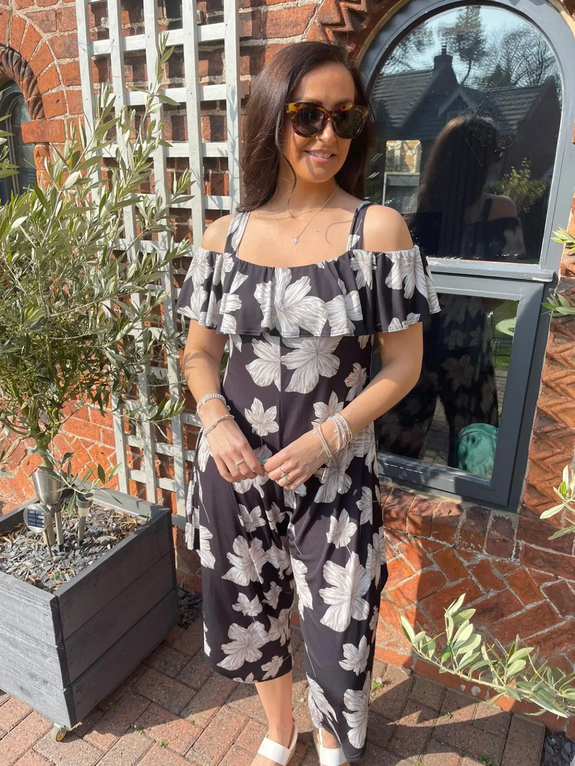 Black Floral Jumpsuit Hanna