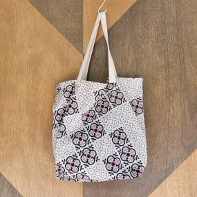 Brown Tile Printed Tote Bag