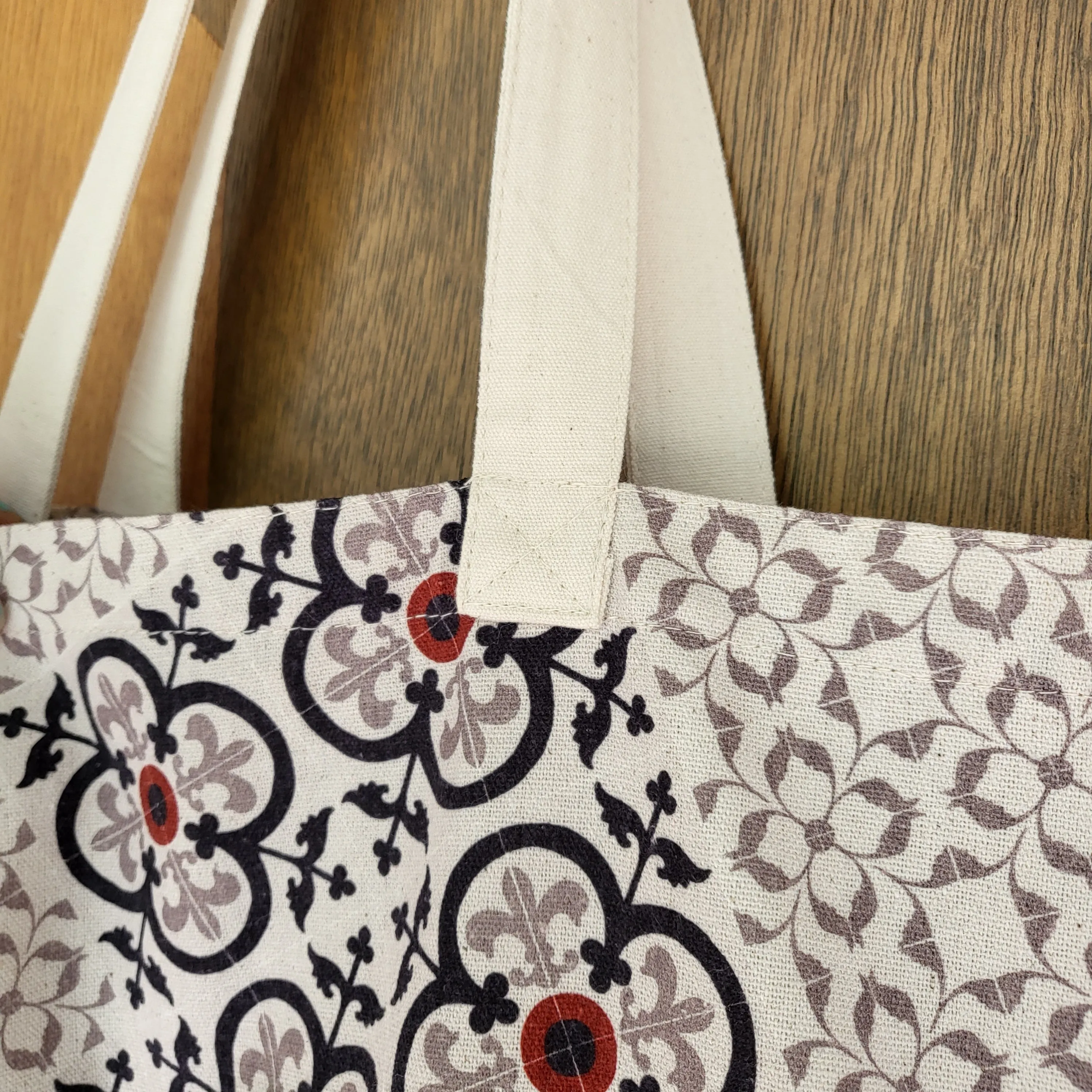 Brown Tile Printed Tote Bag