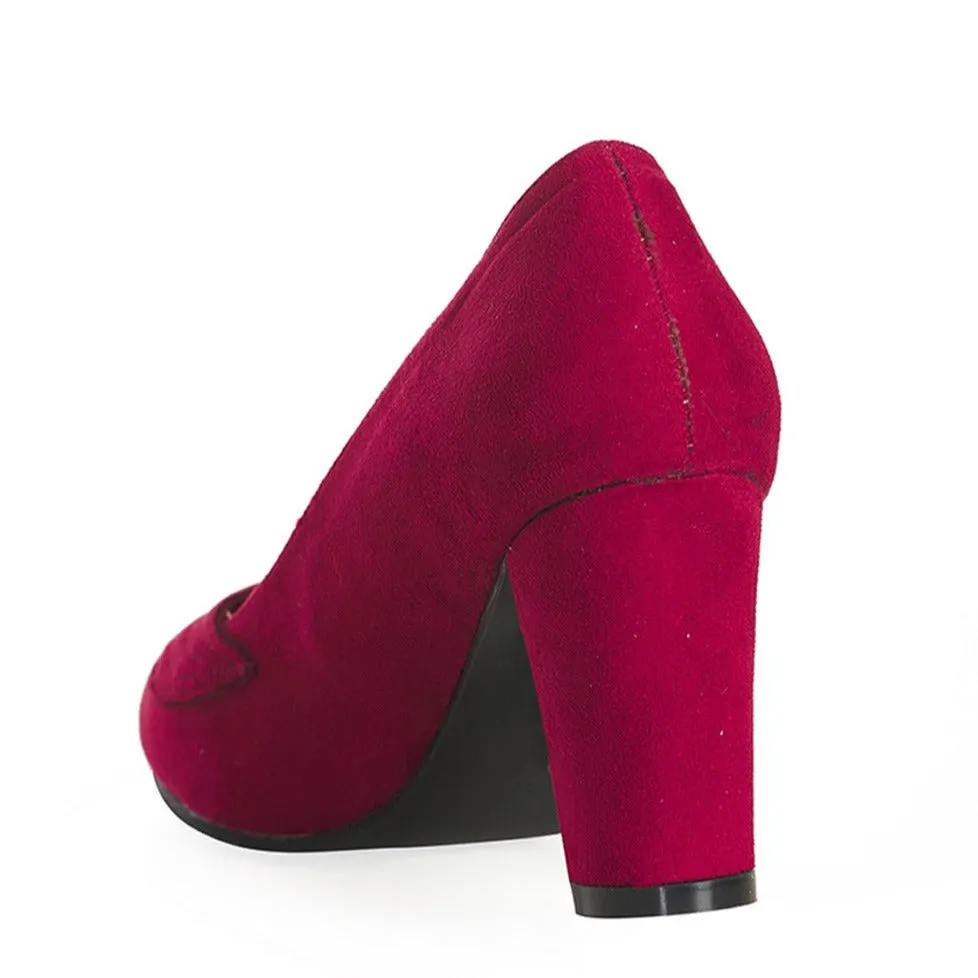 Burgundy 1940's Inspired Fan Detail Heels