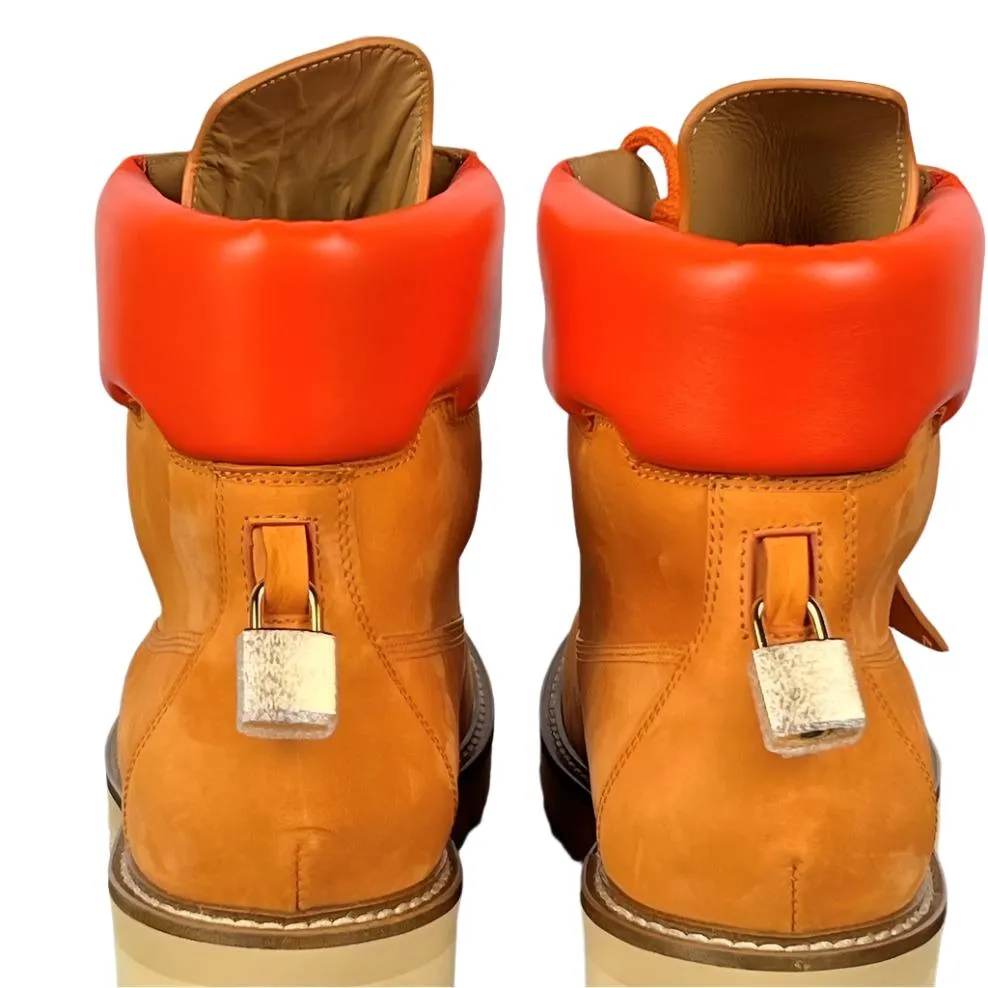 Buscemi Site Boot Orange Nabuk Leather Boots