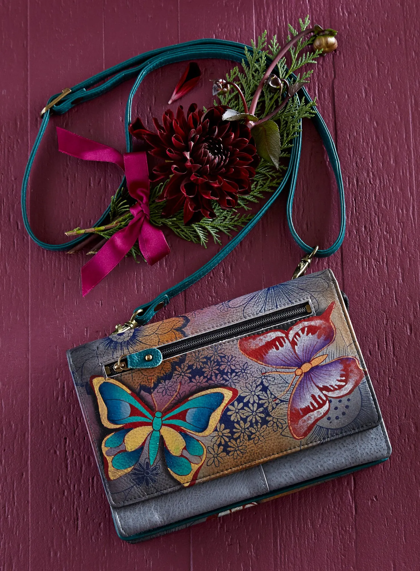 Butterfly Garden Hand-painted Wallet Bag