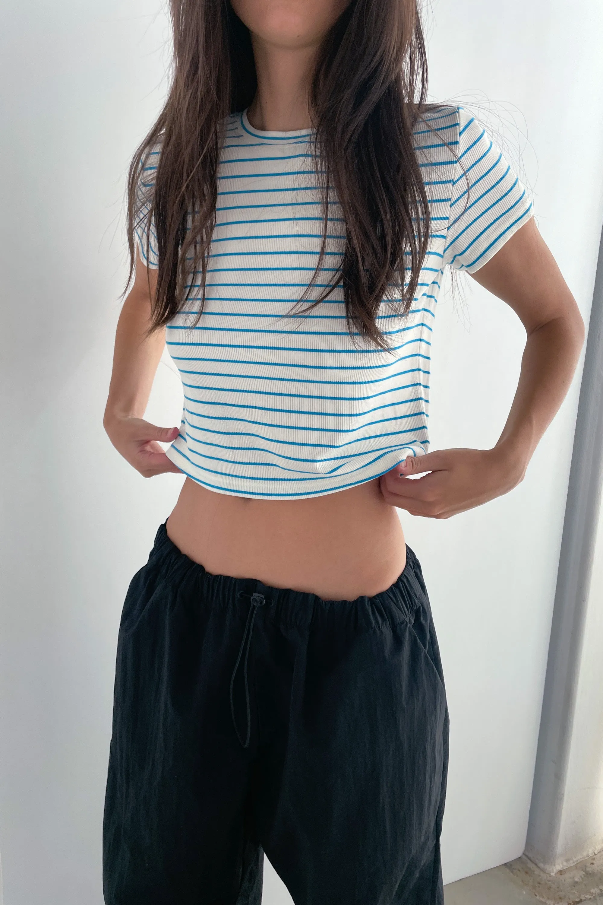 CROPPED STRIPED T-SHIRT