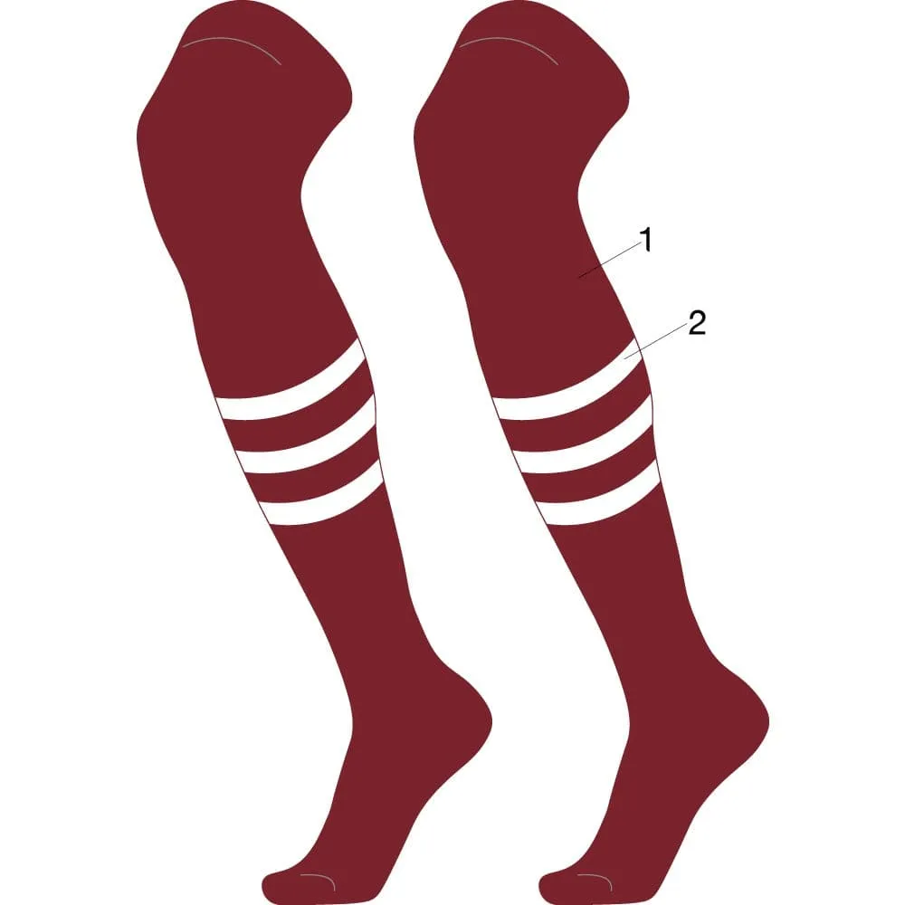 Custom Striped Over the Knee Baseball Socks - Dugout Pattern B