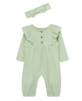 Green Pointelle Jumpsuit Set