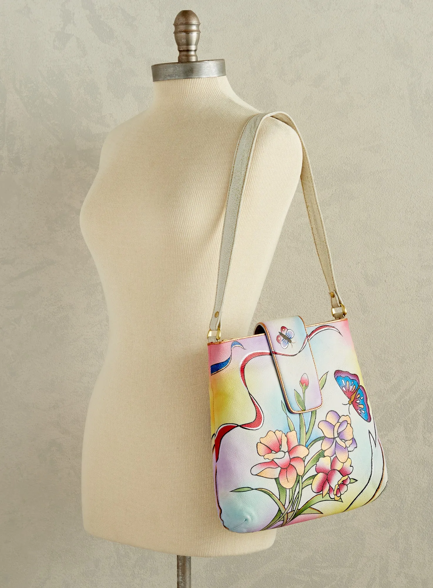 Hand-painted Blooms Leather Bag FINAL SALE (No Returns)