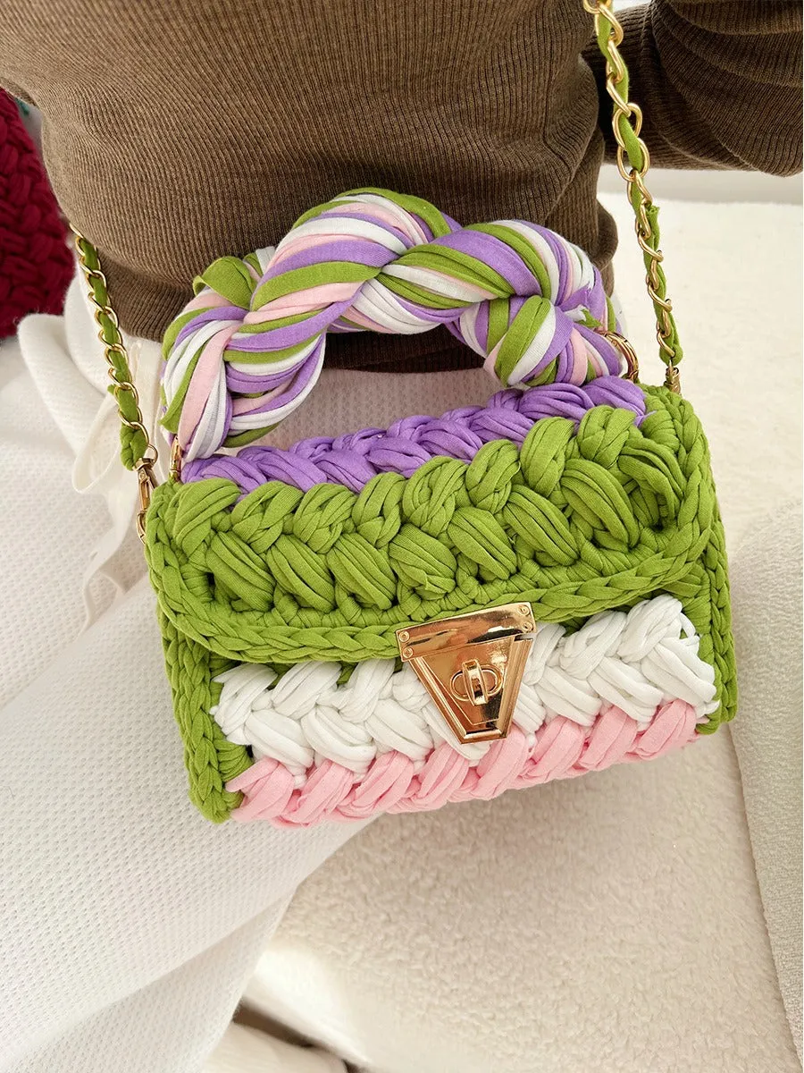 Hand woven crochet bag