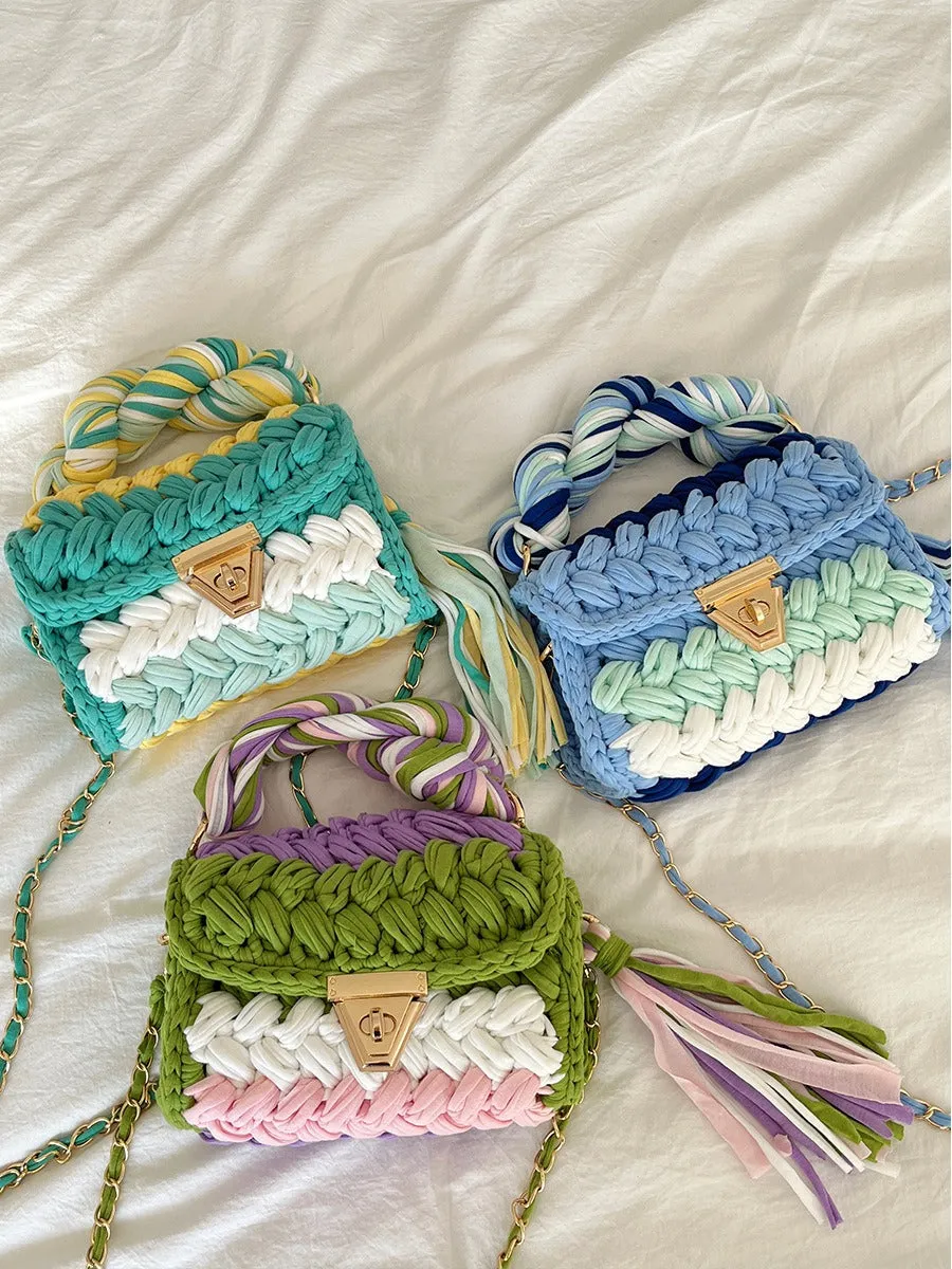 Hand woven crochet bag