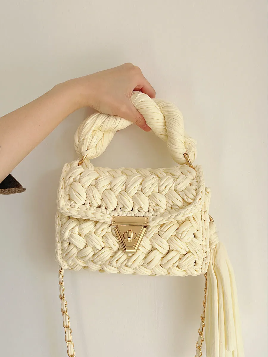 Hand woven crochet bag