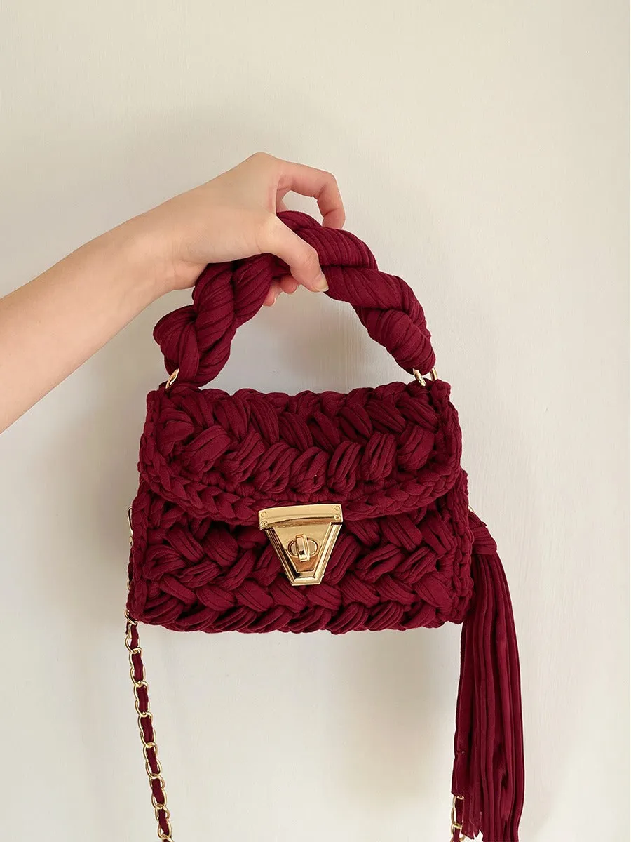 Hand woven crochet bag