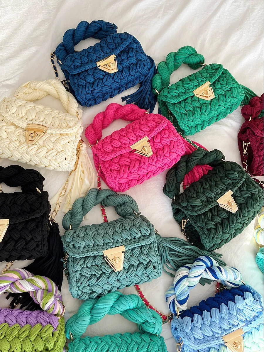 Hand woven crochet bag