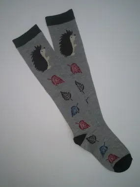 Hedgehogs Leaf Knee High Socks