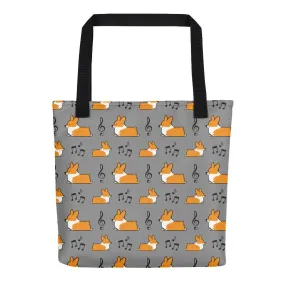 Music Notes Corgi Tote Bag