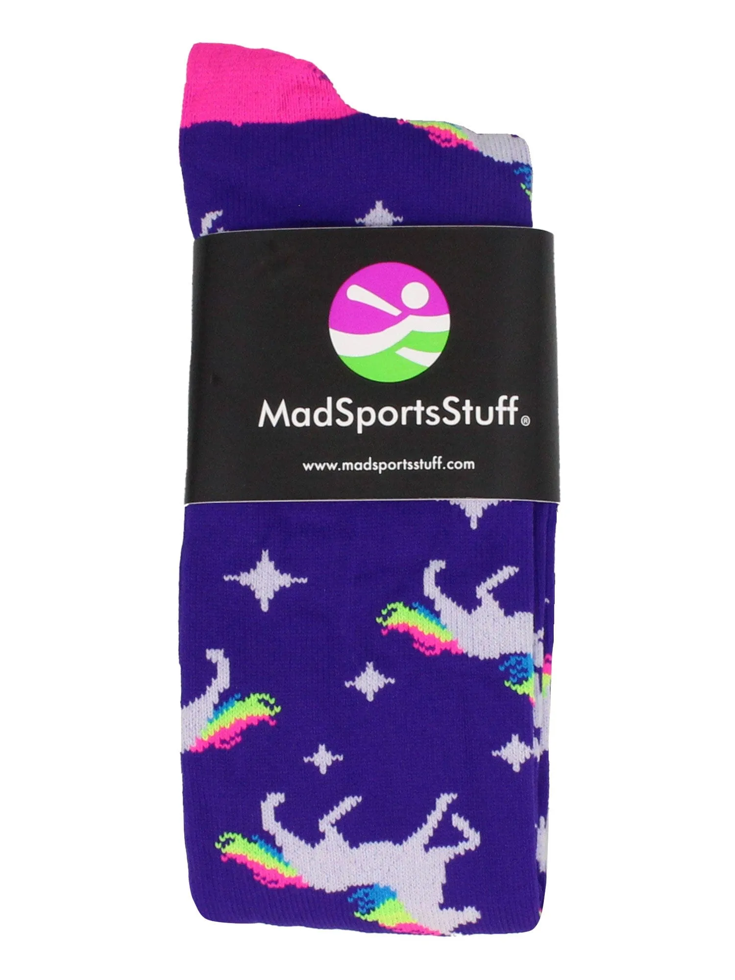 Neon Rainbow Unicorn Over the Calf Socks