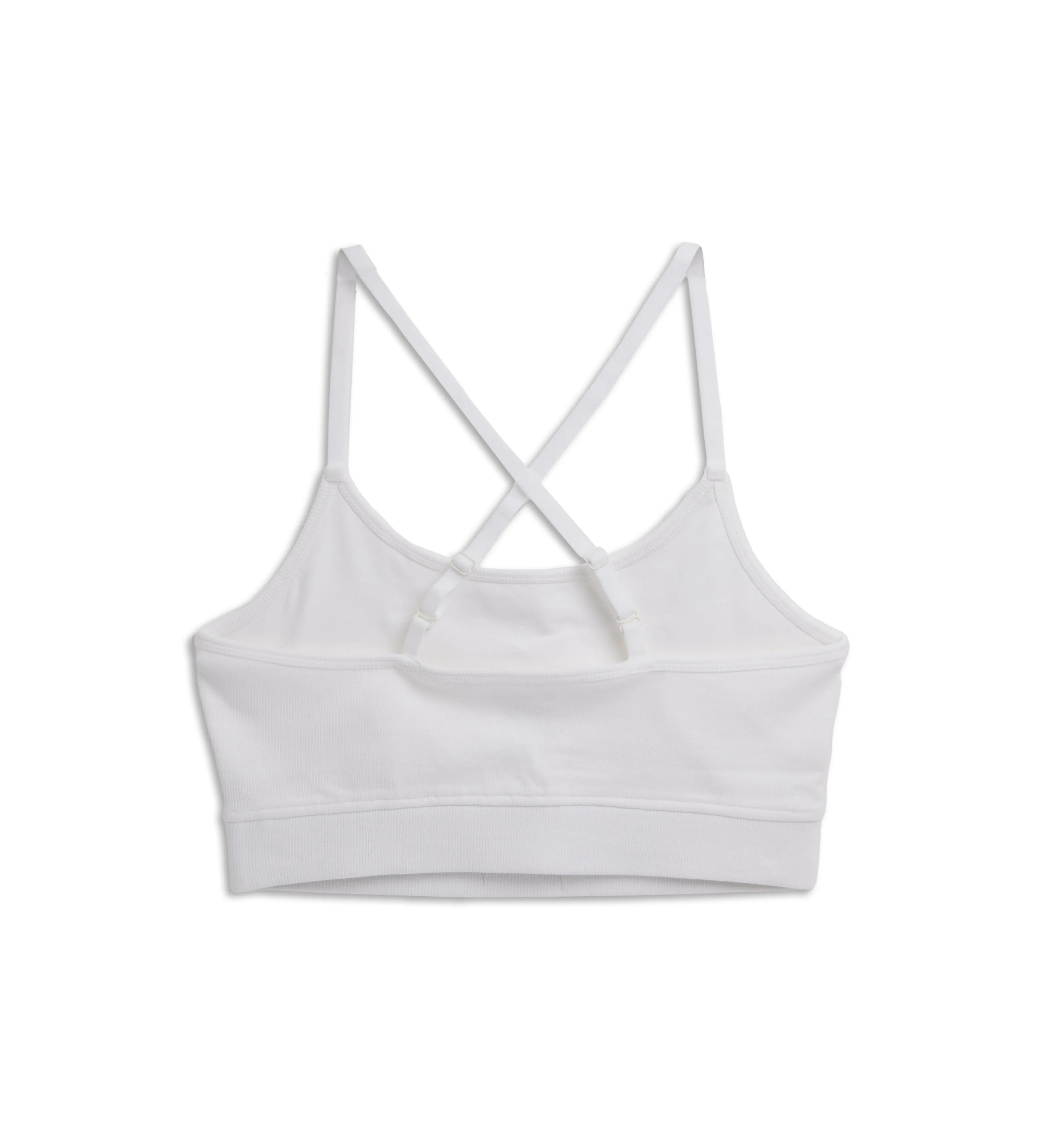 Organic Cotton Rib Low Cut Soft Bra - White