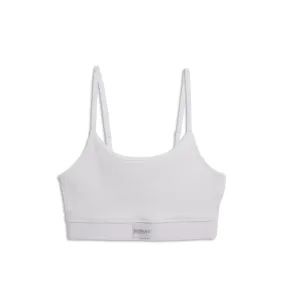 Organic Cotton Rib Low Cut Soft Bra - White