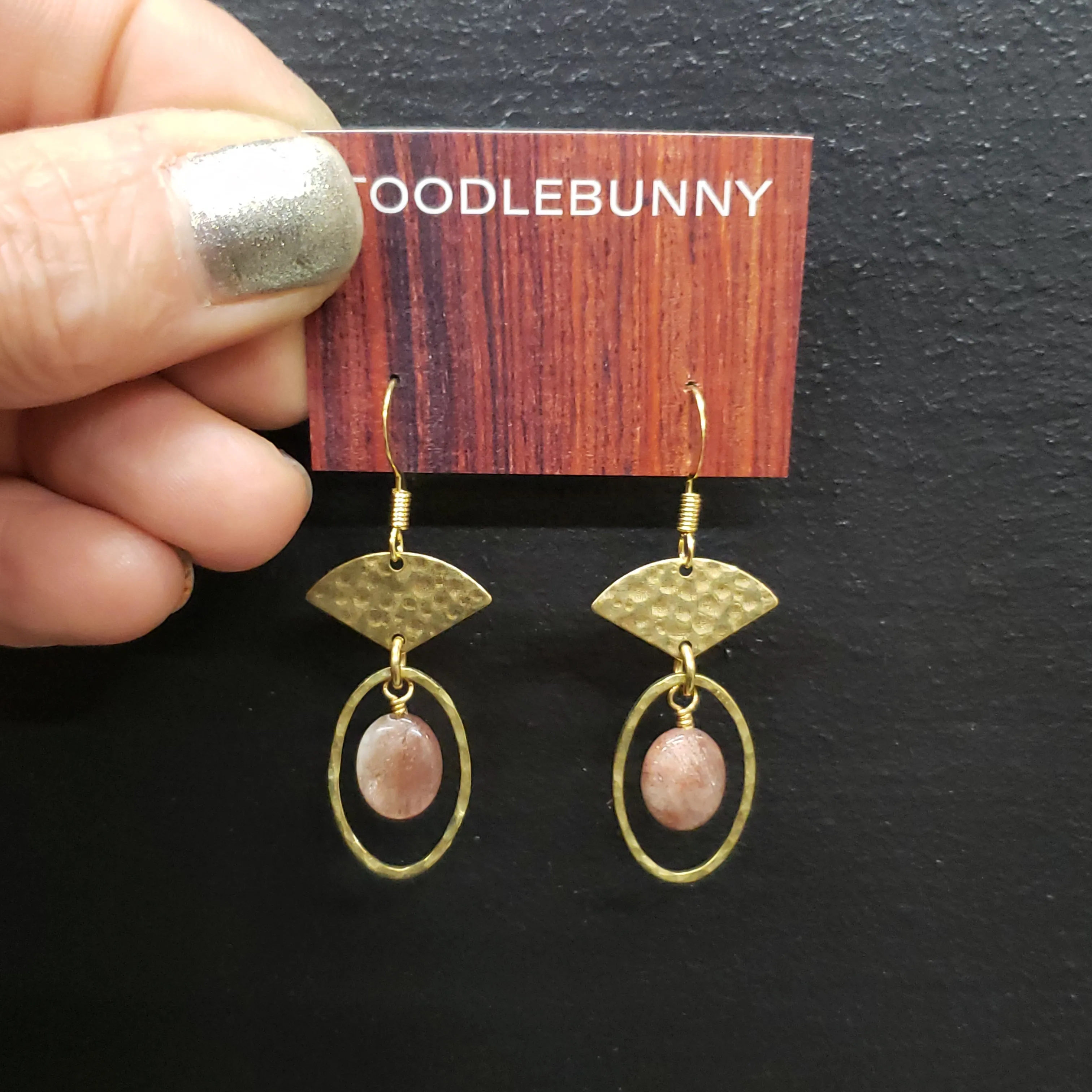 Petit Fan Sunstone Hoop Drop Earrings