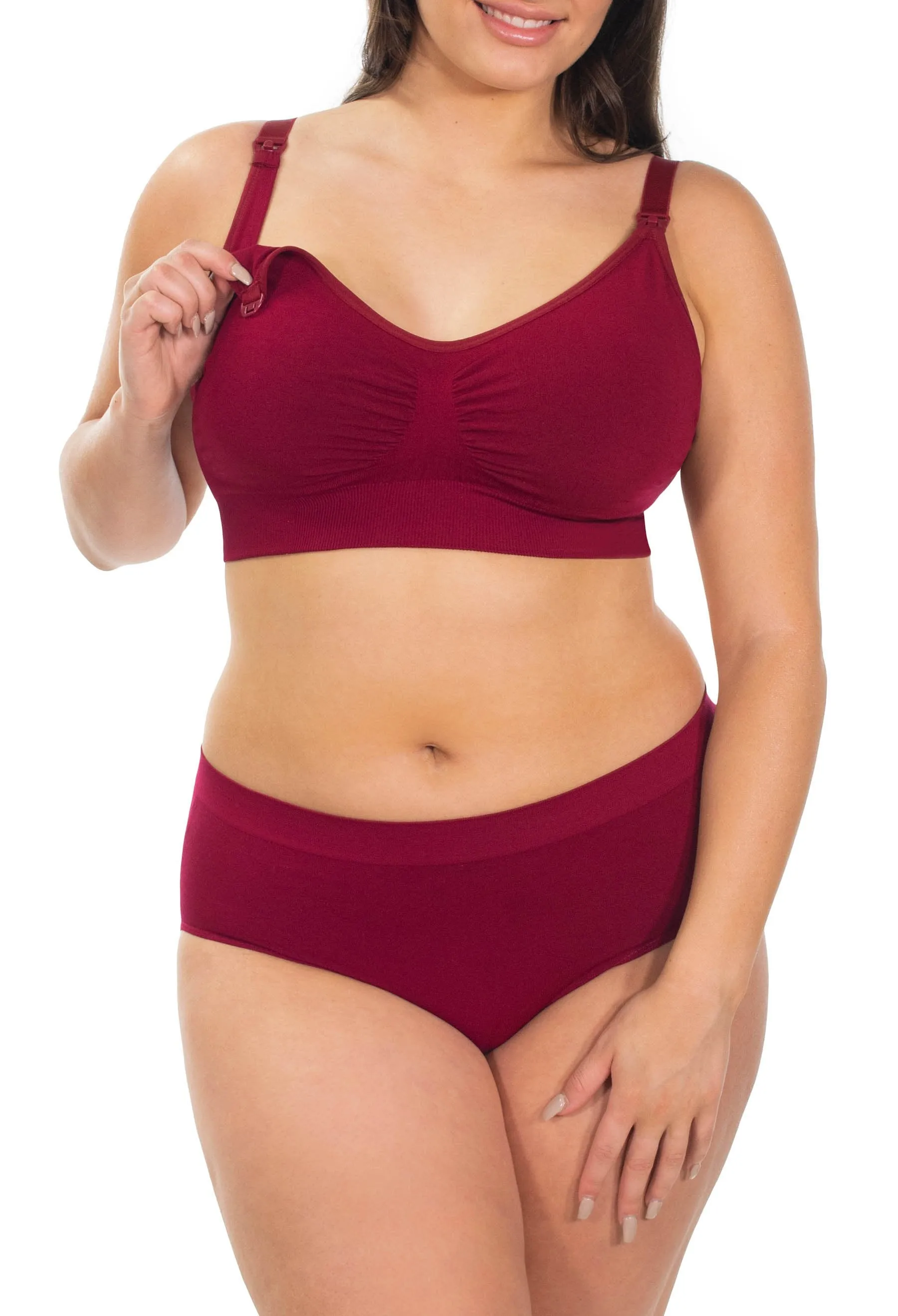 Red Bamboo Nursing Bra   High Cut Undies Set