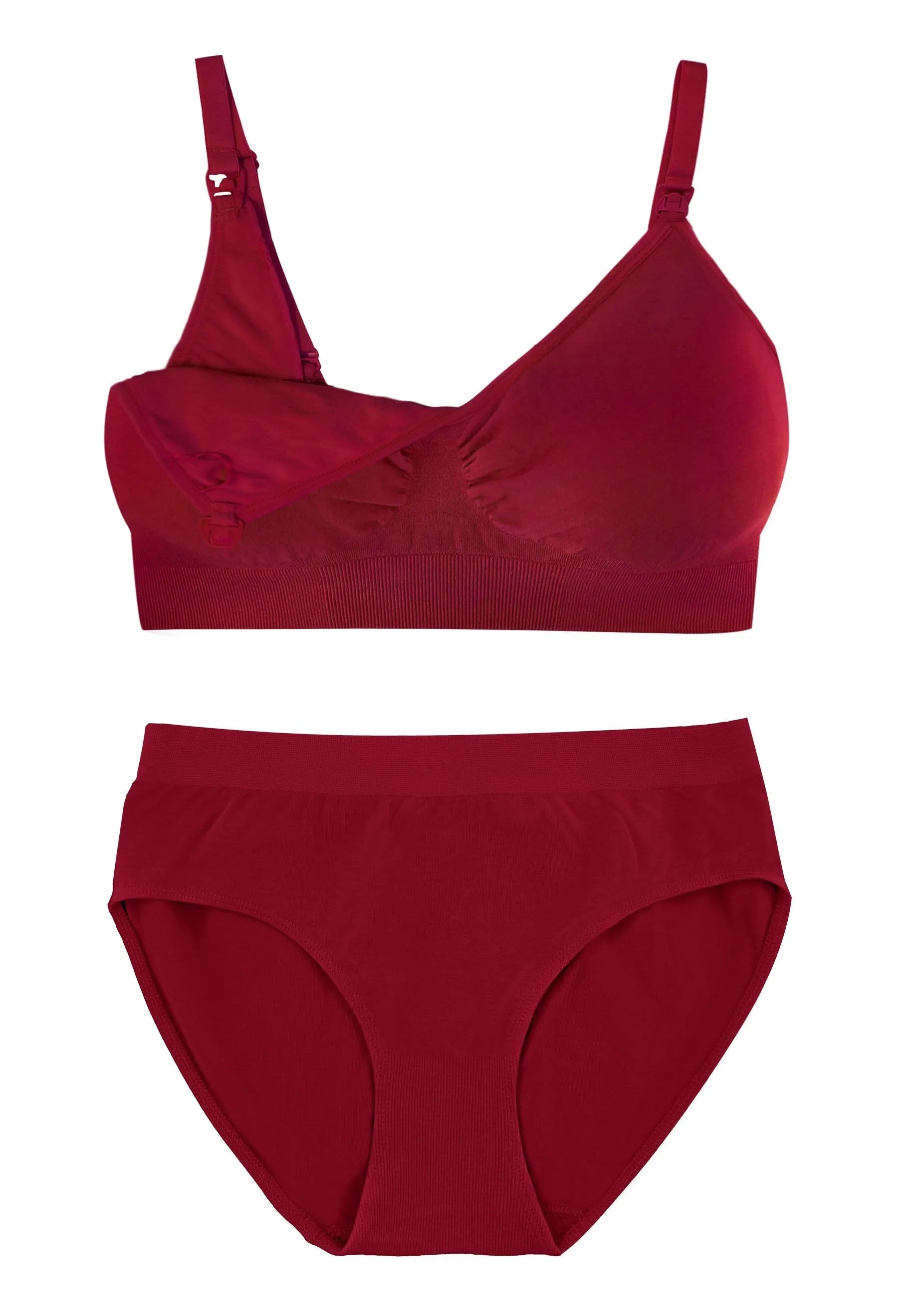 Red Bamboo Nursing Bra   High Cut Undies Set