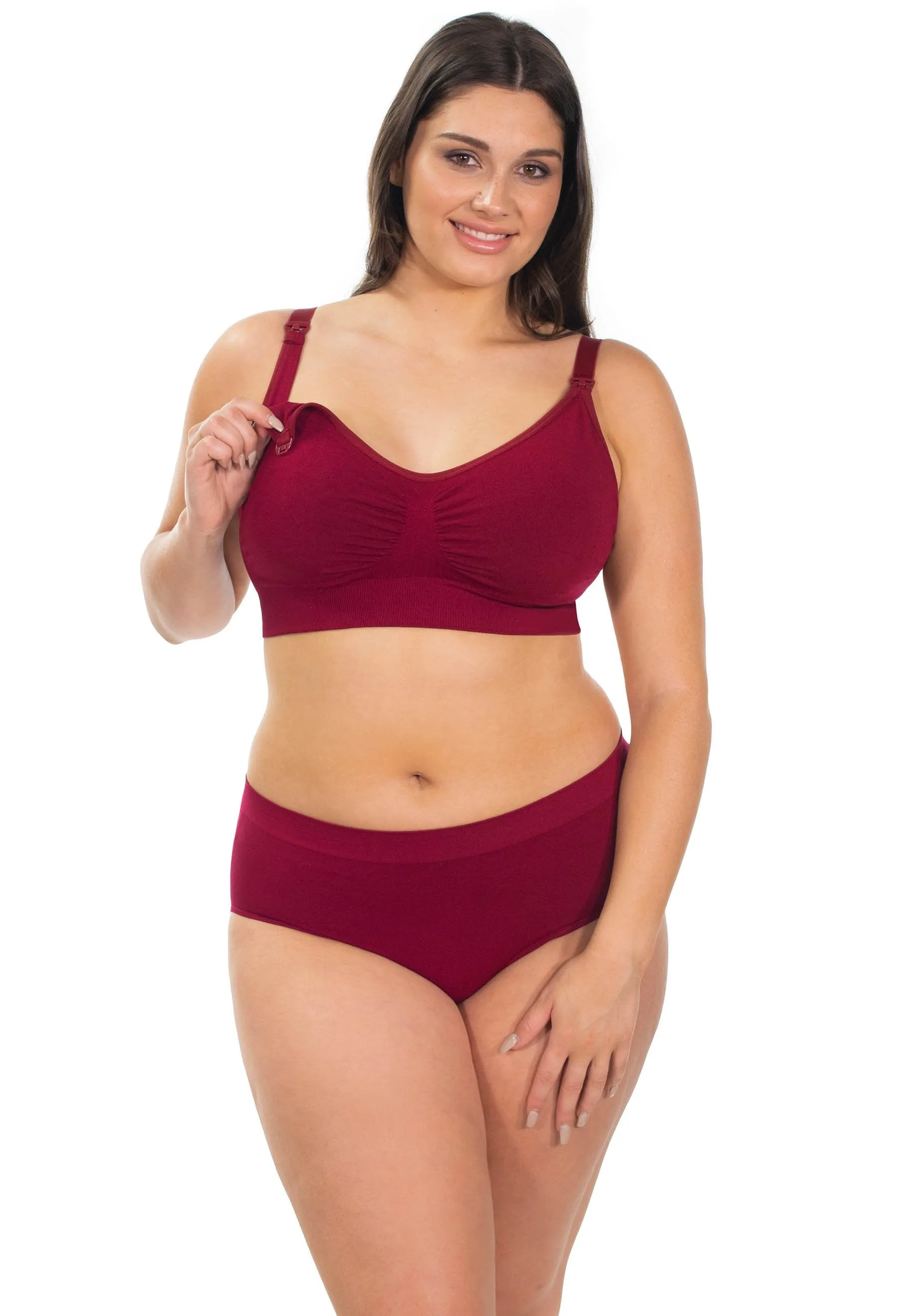 Red Bamboo Nursing Bra   High Cut Undies Set