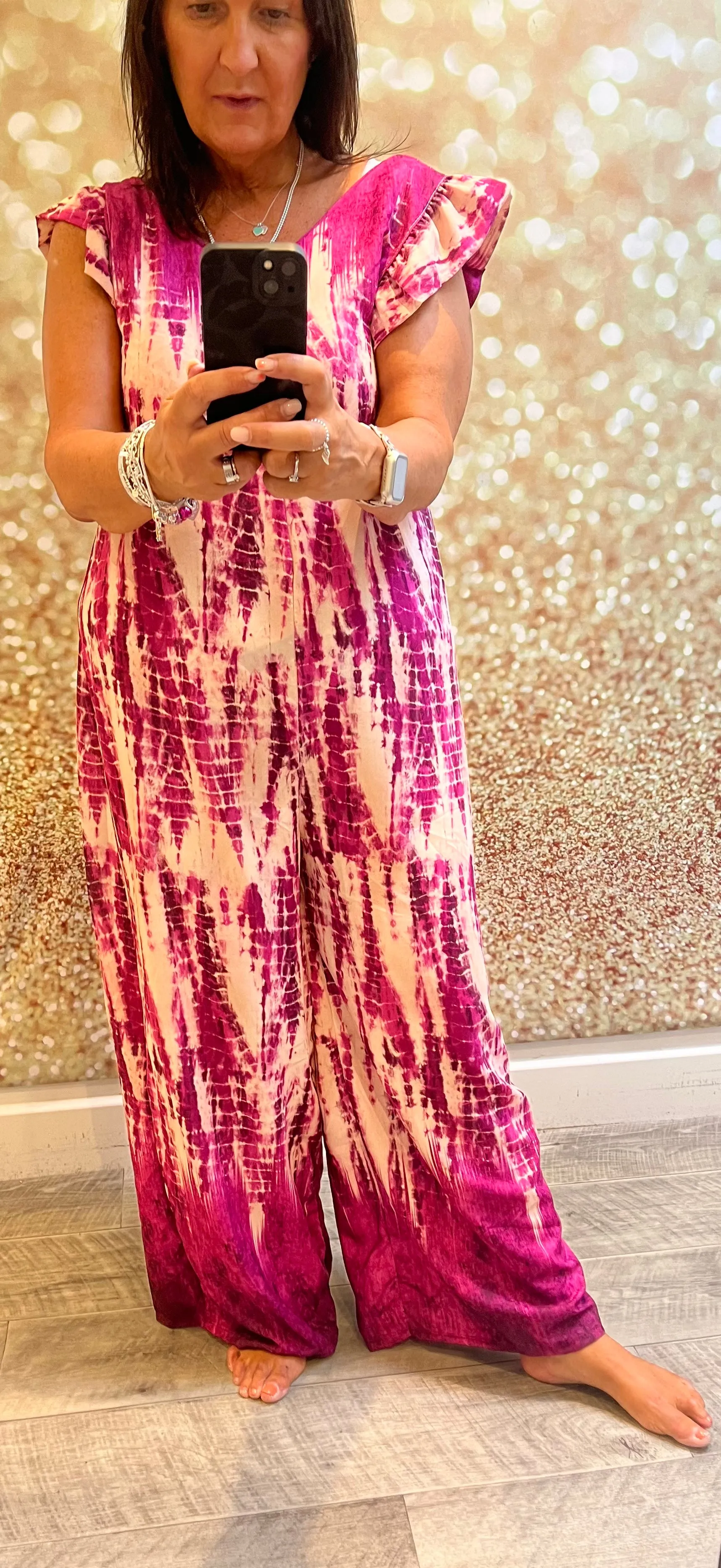 Smudge Print Palazzo Jumpsuit