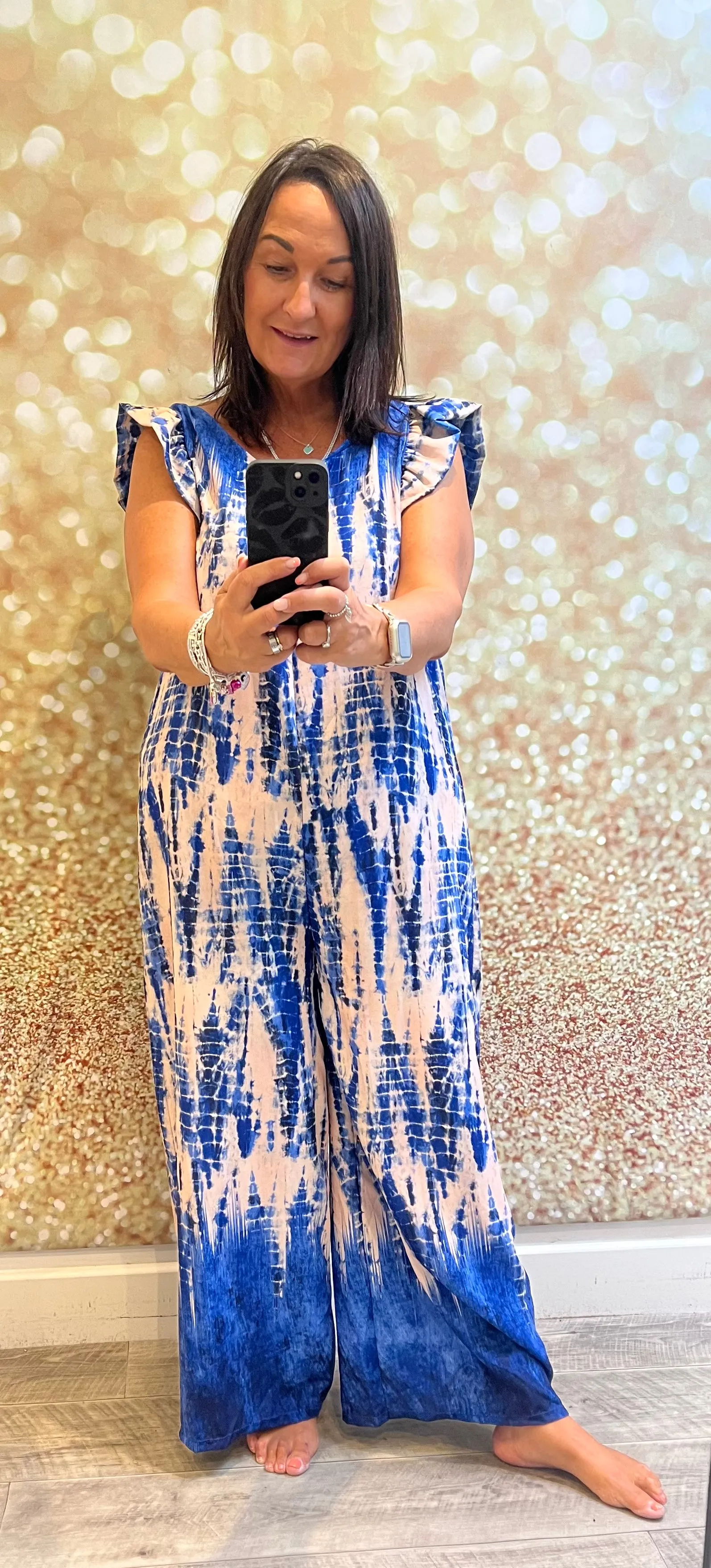 Smudge Print Palazzo Jumpsuit