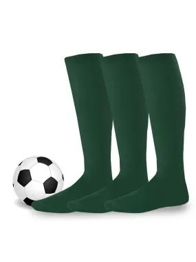 TeeHee Socks Unisex Soccer Acrylic Over The Knee High Green 3-Pack (50081)