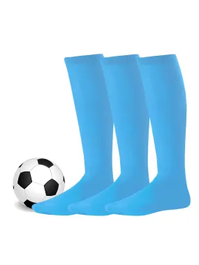 TeeHee Socks Unisex Soccer Acrylic Over The Knee High Turquoise 3-Pack (50081)