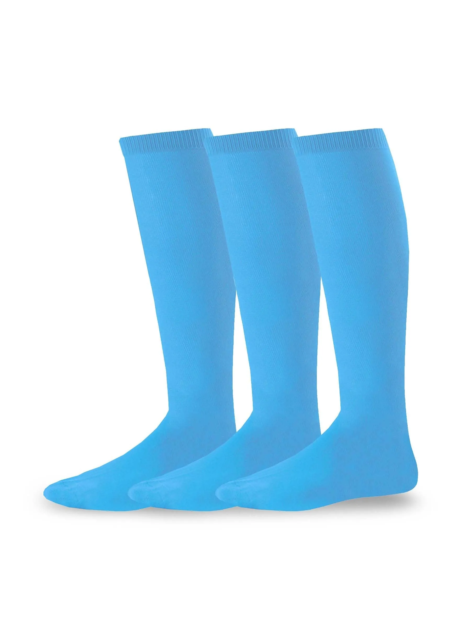 TeeHee Socks Unisex Soccer Acrylic Over The Knee High Turquoise 3-Pack (50081)