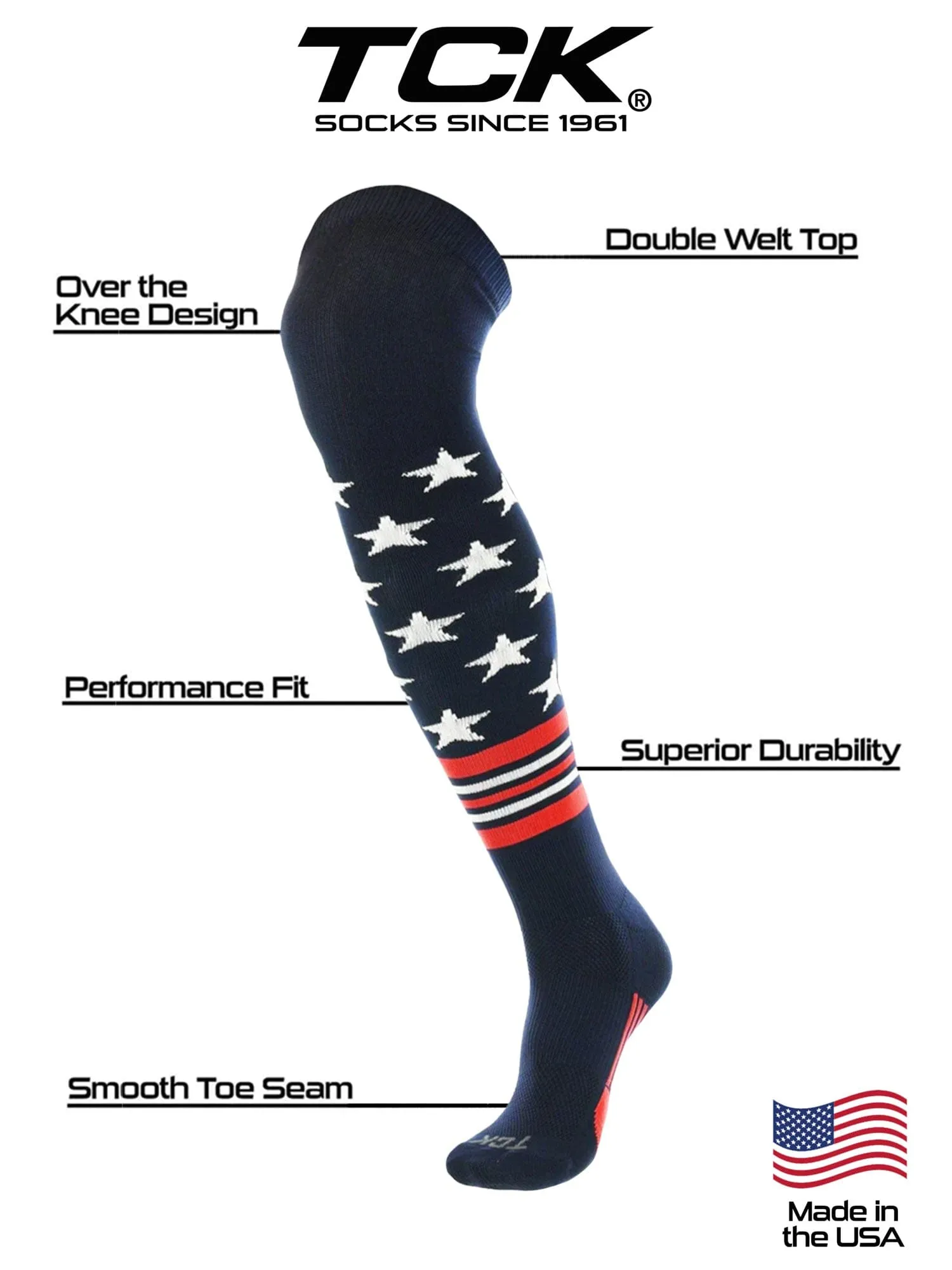 USA Freedom Baseball Socks Long Over the Knee